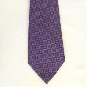 CALVIN KLEIN - Purple, with light purple and white squares - Silk Tie